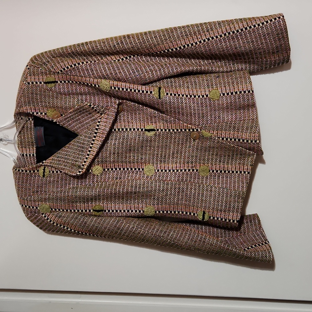 Deborah Cross Fitted Textured Jacket...Art to Wear Woven Chic  sz 10/12